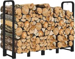 Artibear Firewood Rack Stand 6ft Heavy Duty Logs Carrier Holder for Outdoor Indoor Fireplace, Matte Black - 1