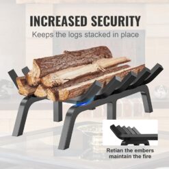 VEVOR Fireplace Grate, 24 inch Heavy Duty Fireplace Pit Grill Grate with 6 Support Legs, 3/4'' Solid Powder-Coated Steel Bars, Fire Logs Firewood Burning Rack Holder for Indoor and Outdoor Fireplace - 4