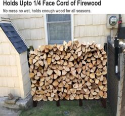 Artibear Firewood Rack Stand 4ft Heavy Duty Logs Holder for Outdoor Indoor Fireplace Metal Wood Pile Storage Stacker Organizer, Matte Black - 5