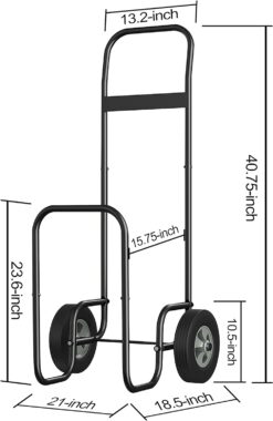 Fire Beauty Firewood Log Cart Carrier, Outdoor and Indoor Wood Rack Storage Mover, Rolling Dolly Hauler - 6