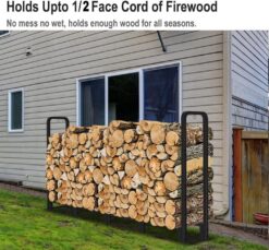 Artibear Firewood Rack Outdoor 8ft Heavy Duty Logs Holder for Indoor Fireplace Metal Wood Pile Storage Stacker Organizer, Matte Black - 5