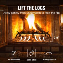 VEVOR Fireplace Grate, 30 inch Heavy Duty Fireplace Pit Grill Grate with 6 Support Legs, 3/4'' Solid Powder-Coated Steel Bars, Fire Logs Firewood Burning Rack Holder for Indoor and Outdoor Fireplace - 5