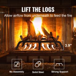 VEVOR Fireplace Grate, 24 inch Heavy Duty Fireplace Pit Grill Grate with 6 Support Legs, 3/4'' Solid Powder-Coated Steel Bars, Fire Logs Firewood Burning Rack Holder for Indoor and Outdoor Fireplace - 5