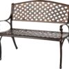 Patio Sense 61491 Patio Bench Cast Aluminum Lightweight Sturdy Bench Perfect for Relaxing Pause in Garden, Backyard Patio Basketweave Design - Antique Bronze Finish - 1