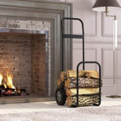 Fire Beauty Firewood Log Cart Carrier, Outdoor and Indoor Wood Rack Storage Mover, Rolling Dolly Hauler - 2