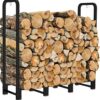 Artibear Firewood Rack Stand 4ft Heavy Duty Logs Holder for Outdoor Indoor Fireplace Metal Wood Pile Storage Stacker Organizer, Matte Black - 1