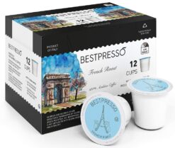 Bestpresso Coffee, French Roast Single Serve K-Cup Pods, Dark Roast, 96 Count (Compatible With 2.0 Keurig Brewers) 8 Packs Of 12 Cups