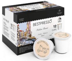 Bestpresso Coffee, Italian Roast Single Serve K-Cup Pods, Dark Roast, 96 Count (Compatible With 2.0 Keurig Brewers) 8 Packs Of 12 Cups