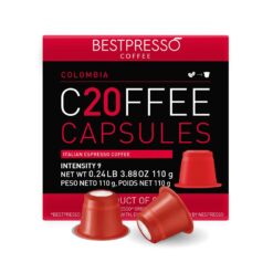 Bestpresso Coffee for Nespresso Original Machine 120 pods Certified Genuine Espresso Colombia Blend Pods Compatible with Nespresso Original 60 Days Satisfaction Guarantee
