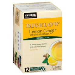 Bigelow Tea Lemon Ginger Herbal Keurig K-Cup Pods, 12 Count Box (Pack Of 6), Caffeine Free Herbal Tea, 72 K-Cup Pods Total