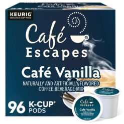 Cafe Escapes Cafe Vanilla, Keurig Single-Serve K-Cup Pods, 96 Count (4 Packs of 24)
