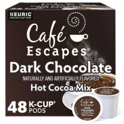 Cafe Escapes, Dark Chocolate Hot Cocoa, Single-Serve Keurig K-Cup Pods, 48 Count (2 Boxes of 24 Pods)