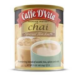Caffe D’Vita Spiced Chai Latte Mix - Chai Tea Latte Powder Mix, Gluten Free, Chai Tea Powder, No Cholesterol, No Hydrogenated Oils, No Trans Fat, Spiced Chai Latte Powder Mix - 1 Lb Can, 6-Pack