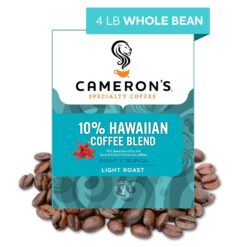 Cameron's Coffee Roasted Whole Bean Coffee, 10% Hawaiian Coffee Blend, 4 Pound , (Pack of 1)