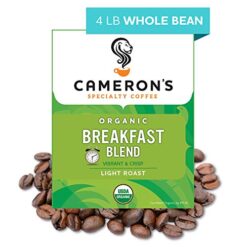 Cameron's Coffee Roasted Whole Bean Coffee, Organic Breakfast Blend, 4 Pound, (Pack of 1)