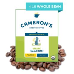 Cameron's Coffee Roasted Whole Bean Coffee, Organic Italian Roast, 4 Pound, (Pack of 1)