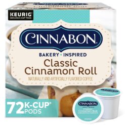 Cinnabon Classic Cinnamon Roll Keurig Single-Serve K-Cup Pods, Light Roast Coffee, 72 Count (6 Packs of 12)