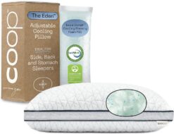 Coop Home Goods Eden Bed Pillow Queen Size for Sleeping on Back, Stomach and Side Sleeper- Medium Soft Memory Foam Cooling Gel - CertiPUR-US/GREENGUARD Gold