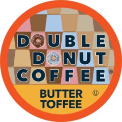 Double Donut Flavored Coffee Pods,Butter Toffee Coffee, Single Serve Medium Roast Coffee for Keurig K Cups Brewers, 80 Count