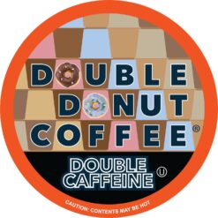 Double Donut High Caffeine Coffee Pods, Extra Strong Double Caffeine Coffee Cups for Keurig K Cup Brewer Machines Single Serve Dark Roast Coffee, 80 Count