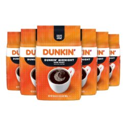 Dunkin' Midnight Dark Roast Ground Coffee, 16.5 Ounce (Pack of 6)