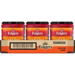 Folgers Buttery Caramel Flavored Ground Coffee, 9.6 Ounce Canister (Pack of 6)
