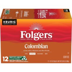 Folgers Colombian Medium Roast Coffee, 72 Keurig K-Cup Pods