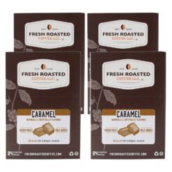 Fresh Roasted Coffee, Caramel, Flavored Coffee Pods, 96 Count