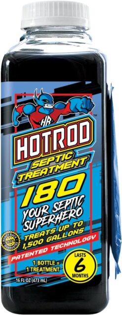 HOTROD Septic Tank Treatment - #1 RATED 6 Month Supply Extends Septic System Life and Prevents Costly Repairs - Industrial Grade - Easy to Use - Safe on Piping and Plumbing - 16oz Liquid