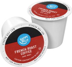 Happy Belly Dark Roast Coffee Pods, French Roast, Compatible with Keurig 2.0 K-Cup Brewers, 100 Count