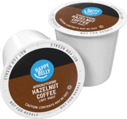 Happy Belly Light Roast Coffee Pods, Hazelnut Flavored, Compatible with Keurig 2.0 K-Cup Brewers, 100 Count