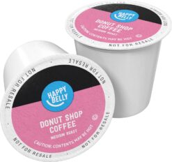 Happy Belly Medium Roast Coffee Pods, Donut Style, Compatible with Keurig 2.0 K-Cup Brewers, 100 Count