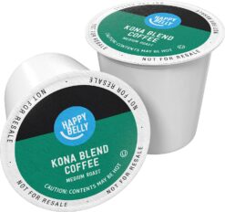 Happy Belly Medium Roast Coffee Pods, Kona Blend, Compatible with Keurig 2.0 K-Cup Brewers, 100 Count