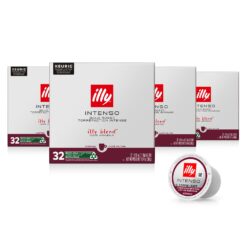 Illy Coffee, Intenso Dark Roast Coffee K-Cups, Made With 100% Arabica Coffee, Intense & Robust Flavor, All-Natural, No Preservatives, Coffee Pods for Keurig Coffee Machines,128 K-Cup Pods