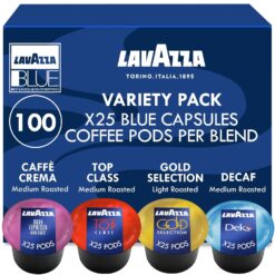 Lavazza Blue Capsules Coffee Pods, Best Value Variety Pack - Top Class, Gold Collection, Decaf Dek and Gran Espresso for Lavazza LB Machines (all types), 25 Each 100-Count