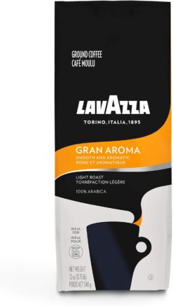 Lavazza Gran Aroma Ground Coffee Blend, Light Roast, 12-Ounce Bags (Pack of 6), Value Pack, Rich Flavor with Notes of Dried Fruit