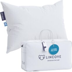 Lincove Cloud Natural Canadian White Down Luxury Sleeping Pillow - 625 Fill Power, 500 Thread Count Cotton Shell, Made in Canada, King - Soft, 1 Pack