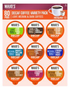 MAUD'S Decaf Coffee Pods Variety Pack 80 Count Medium Roast Arabica Coffee Pods