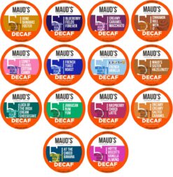 Maud's Decaf Super Flavored Coffee Pods Variety Pack, 80 ct | 14 Assorted Coffee Flavors | 100% Arabica Roasted Coffee | Solar Energy Produced Recyclable Pods Compatible with Keurig K Cups Maker