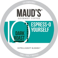 Maud's Espresso Dark Roast Coffee Pods, 100 ct | Espress-O Yourself Coffee | 100% Arabica Dark Roast Coffee | Solar Energy Produced Recyclable Pods Compatible with Keurig K Cups Maker
