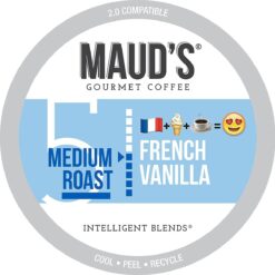 Maud's French Vanilla Flavored Coffee Pods, 100 ct | French Vanilla Flavor | 100% Arabica Medium Roast Coffee | Solar Energy Produced Recyclable Pods Compatible with Keurig K Cups Maker