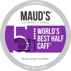 Maud's Half Caff Coffee Pods, 100 ct | World's Best Half Caff Flavor | 100% Arabica Medium Roast Coffee | Solar Energy Produced Recyclable Pods Compatible with Keurig K Cups Maker