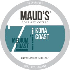 Maud's Kona Coffee Pods, 100 ct | Kona Coast Blend | 100% Arabica Medium Roast Coffee | Solar Energy Produced Recyclable Pods Compatible with Keurig K Cups Maker