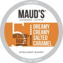 Maud's Salted Caramel Coffee Pods, 100 ct | Dreamy Creamy Caramel Flavor | 100% Arabica Medium Roast Coffee | Solar Energy Produced Recyclable Pods Compatible with Keurig K Cups Maker
