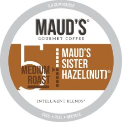 Maud's Sweet Hazelnut Flavored Coffee Pods, 100 ct | Sister Hazelnut Flavor | 100% Arabica Medium Roast Coffee | Solar Energy Produced Recyclable Pods Compatible with Keurig K Cups Maker