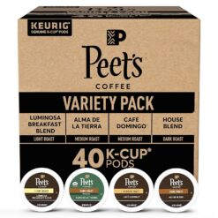 Peet's Coffee, Dark, Medium, and Light Roast K-Cup Pods for Keurig Brewers - Variety Pack, Luminosa Breakfast Blend, Café Domingo, Organic Alma De La Tierra, House Blend, 40 Count (4 Boxes of 10 K-Cup Pods)