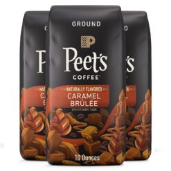 Peet's Flavored Coffee, Caramel Brulee Ground Coffee, 30 Ounces (Three Bags of 10oz), Light Roast