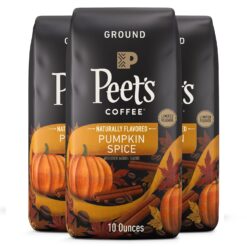 Peet's Flavored Coffee, Pumpkin Spice Ground Coffee, 30 Ounces (Three Bags of 10oz), Light Roast