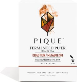 Pique Organic Fermented Black (Ripe) Pu'er Tea - Support Healthy Metabolism, Digestion - 28 Single Servings (1 Pack)