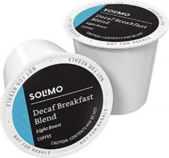 Solimo Decaf Light Roast Coffee Pods, Breakfast Blend, Compatible with Keurig 2.0 K-Cup Brewers, 100 Count